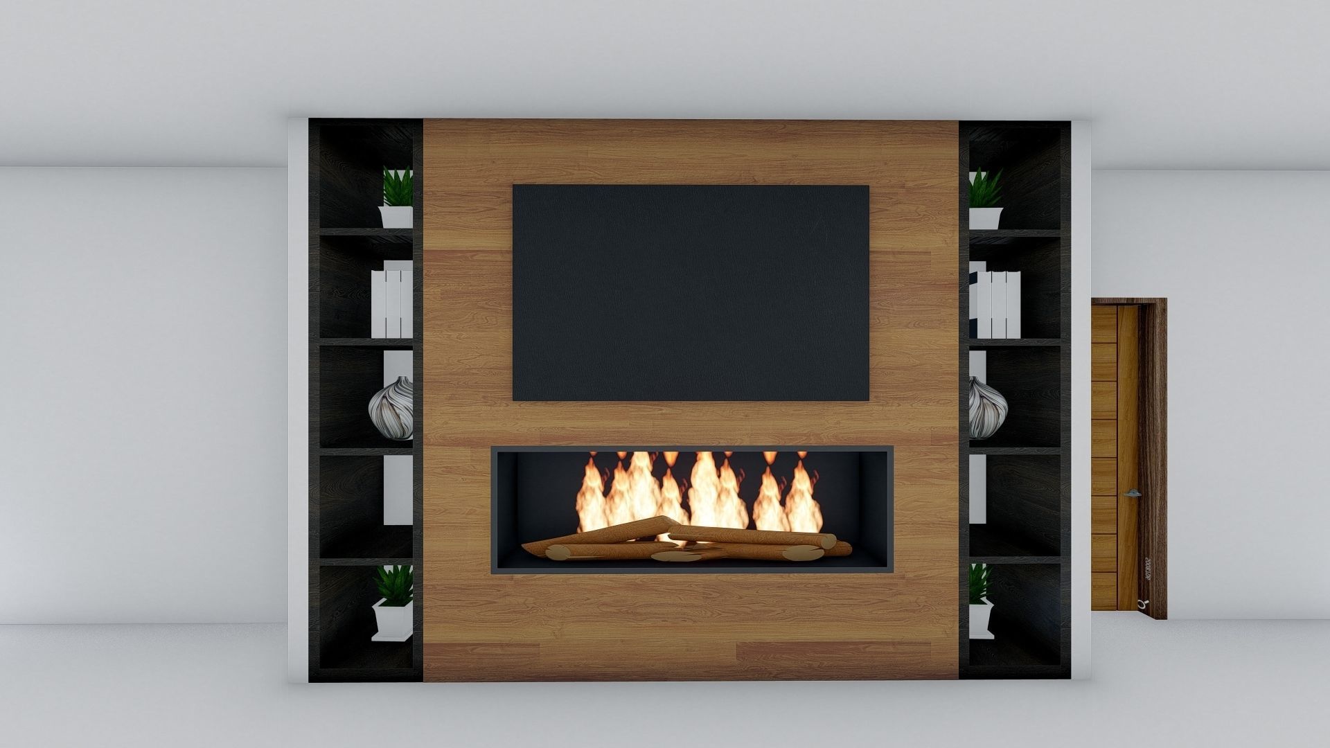 TV wall Design 3D model_4