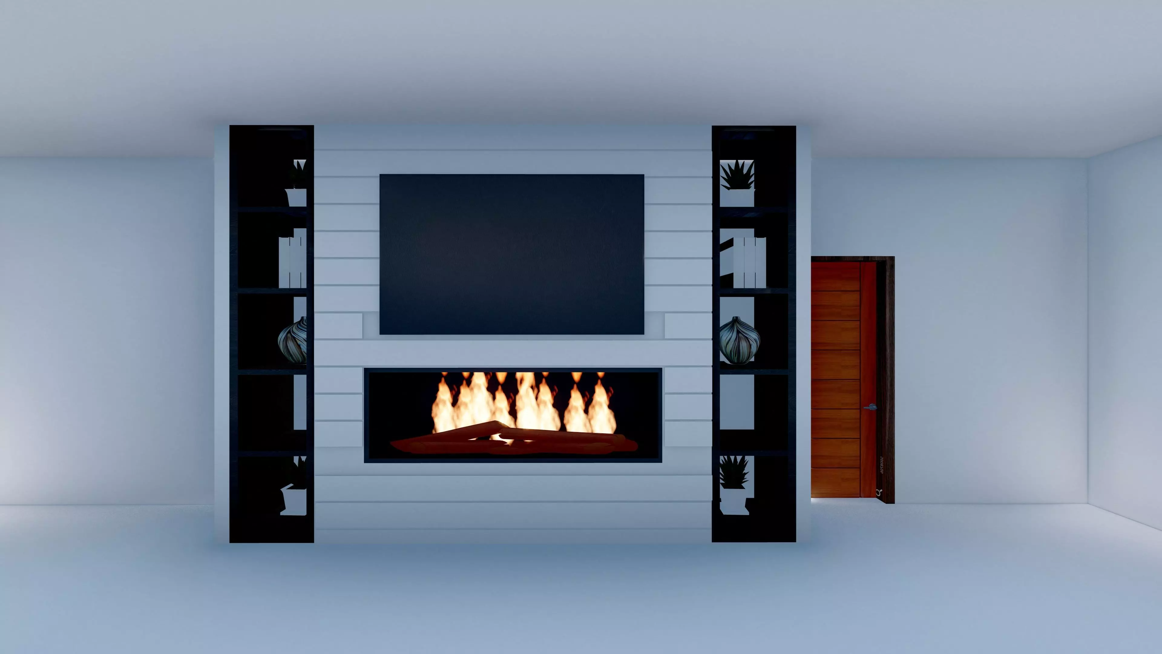 TV wall Design 3D model_0