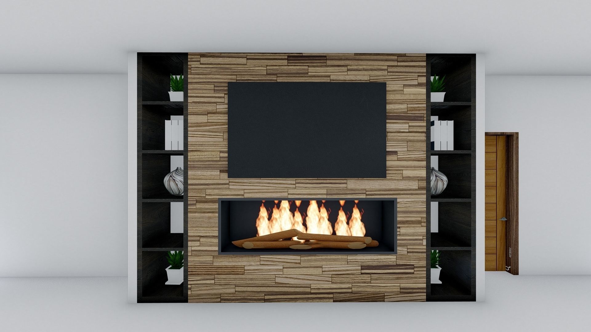 TV wall Design 3D model_3