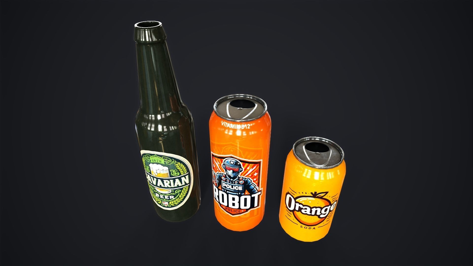 Various drinks Low-poly 3D model_9
