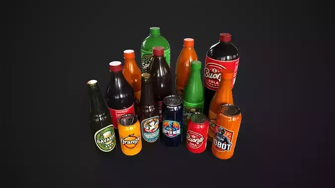 Various drinks Low-poly 3D model Various drinks Low-poly 3D model
