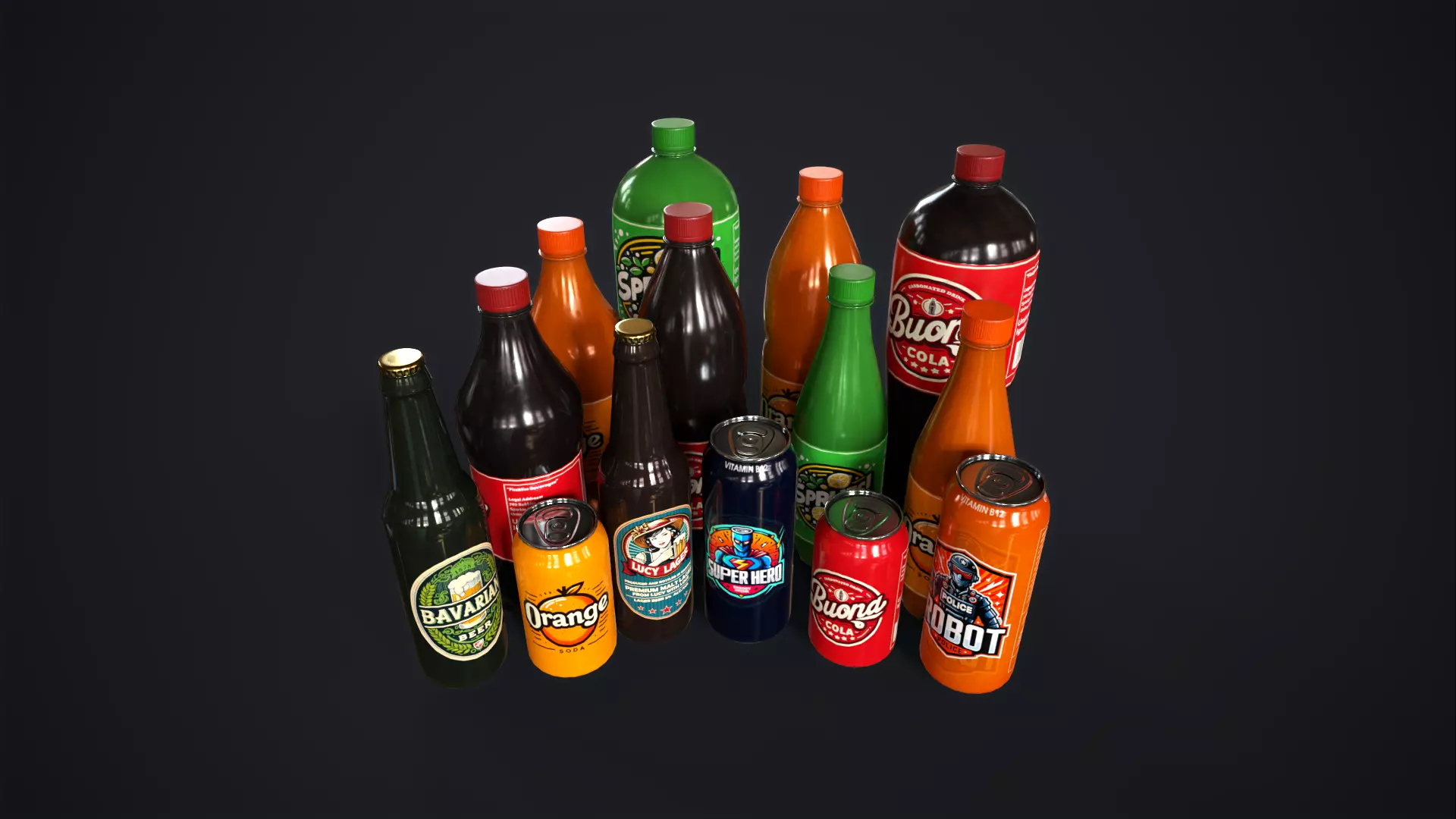 Various drinks Low-poly 3D model_0