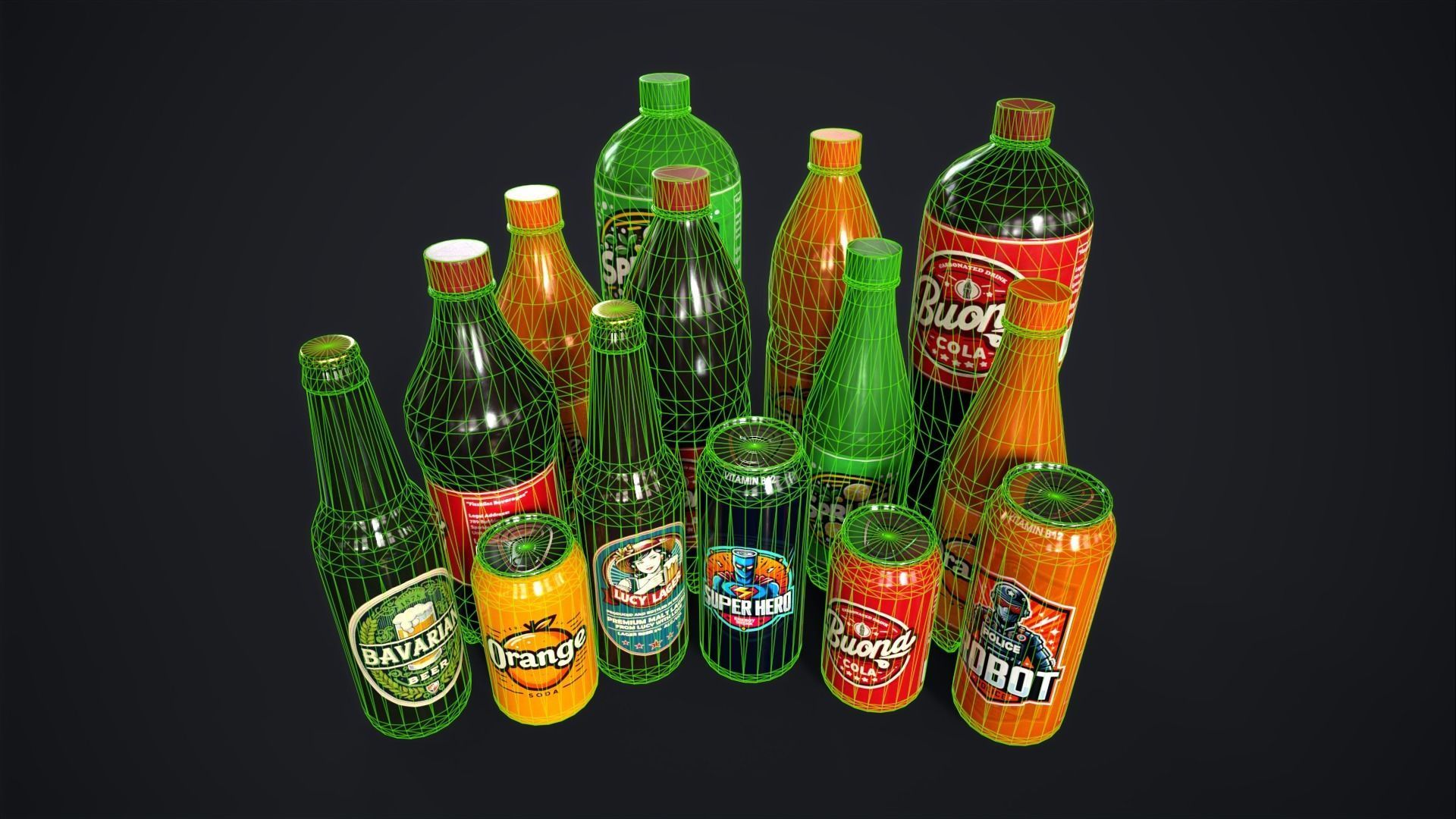 Various drinks Low-poly 3D model_23