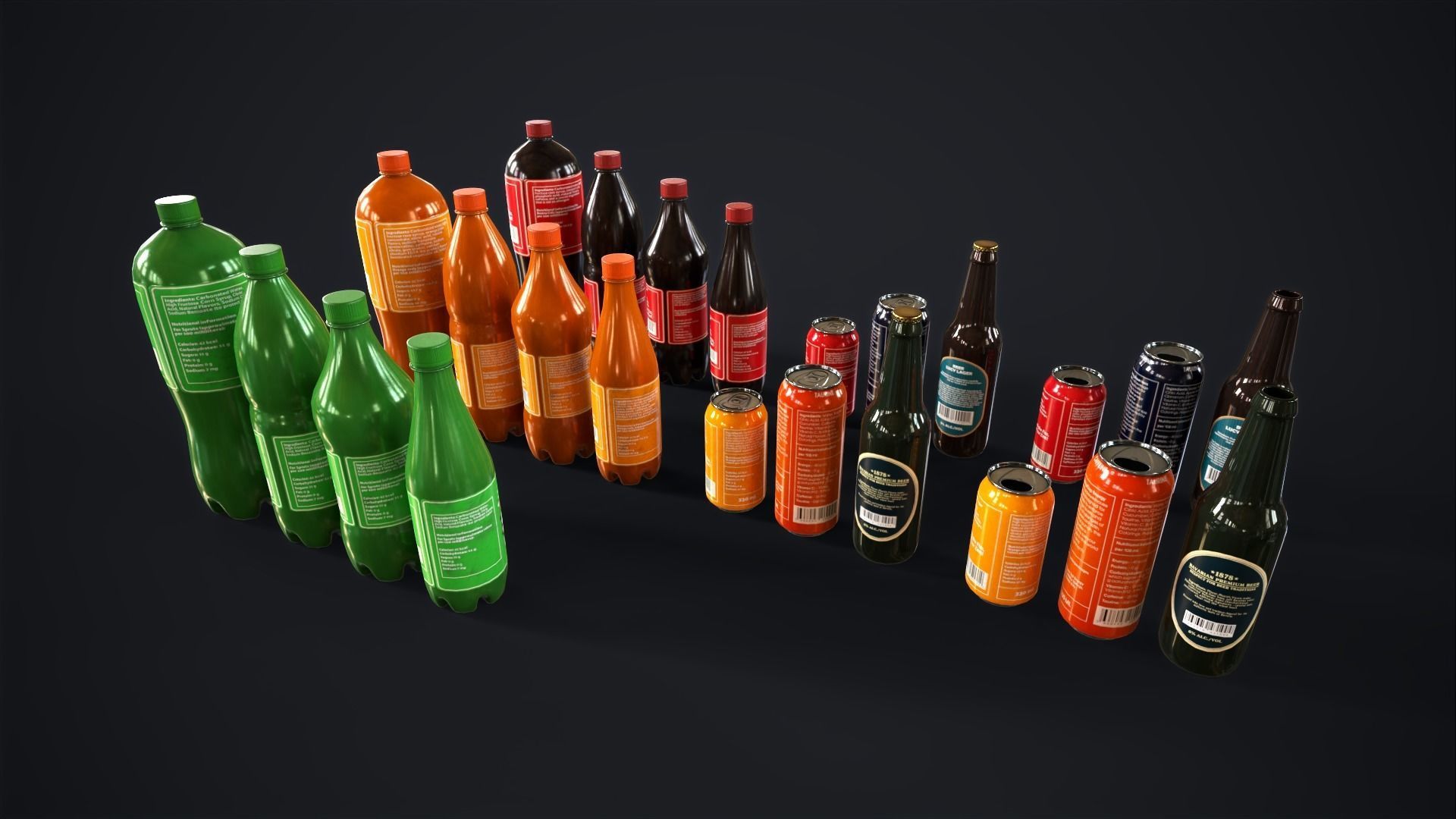 Various drinks Low-poly 3D model_3
