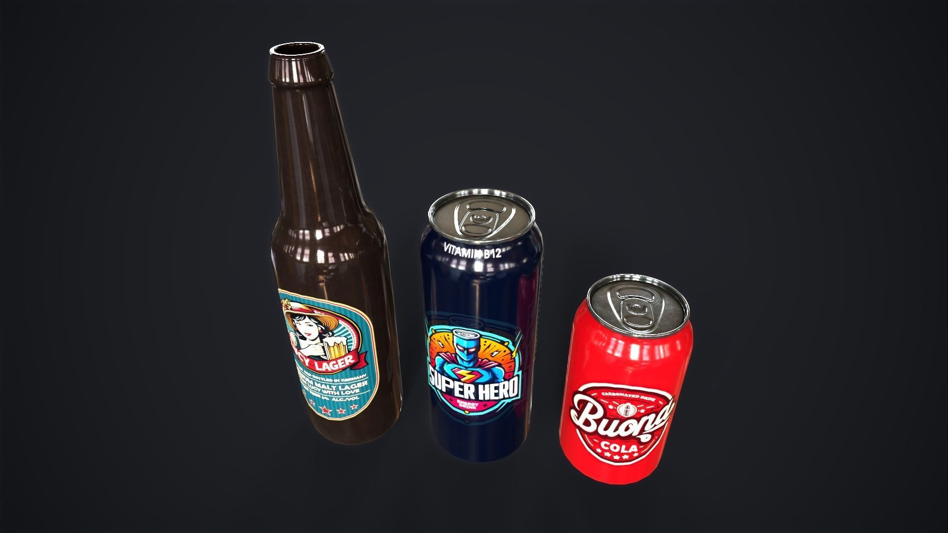Various drinks Low-poly 3D model_10