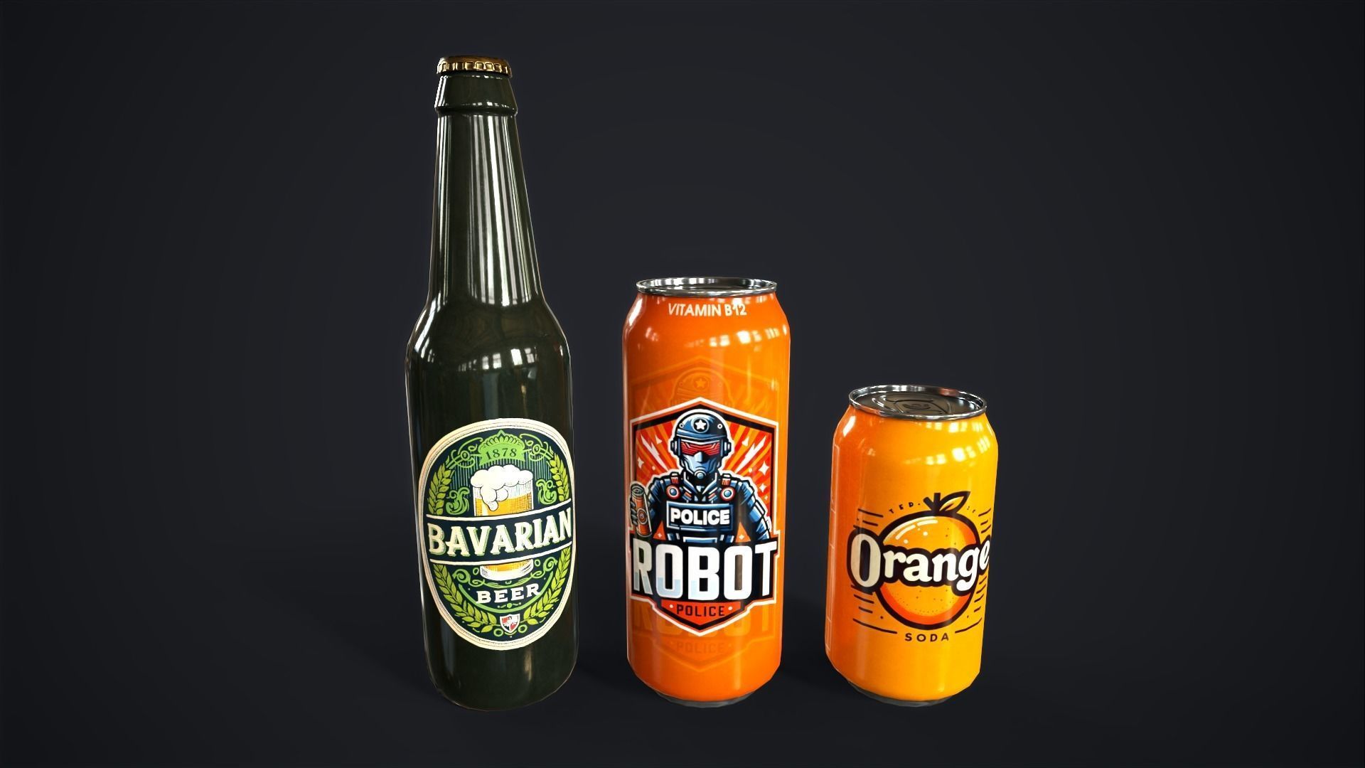 Various drinks Low-poly 3D model_5