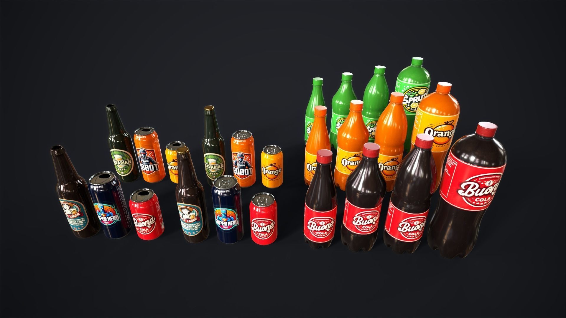 Various drinks Low-poly 3D model_2