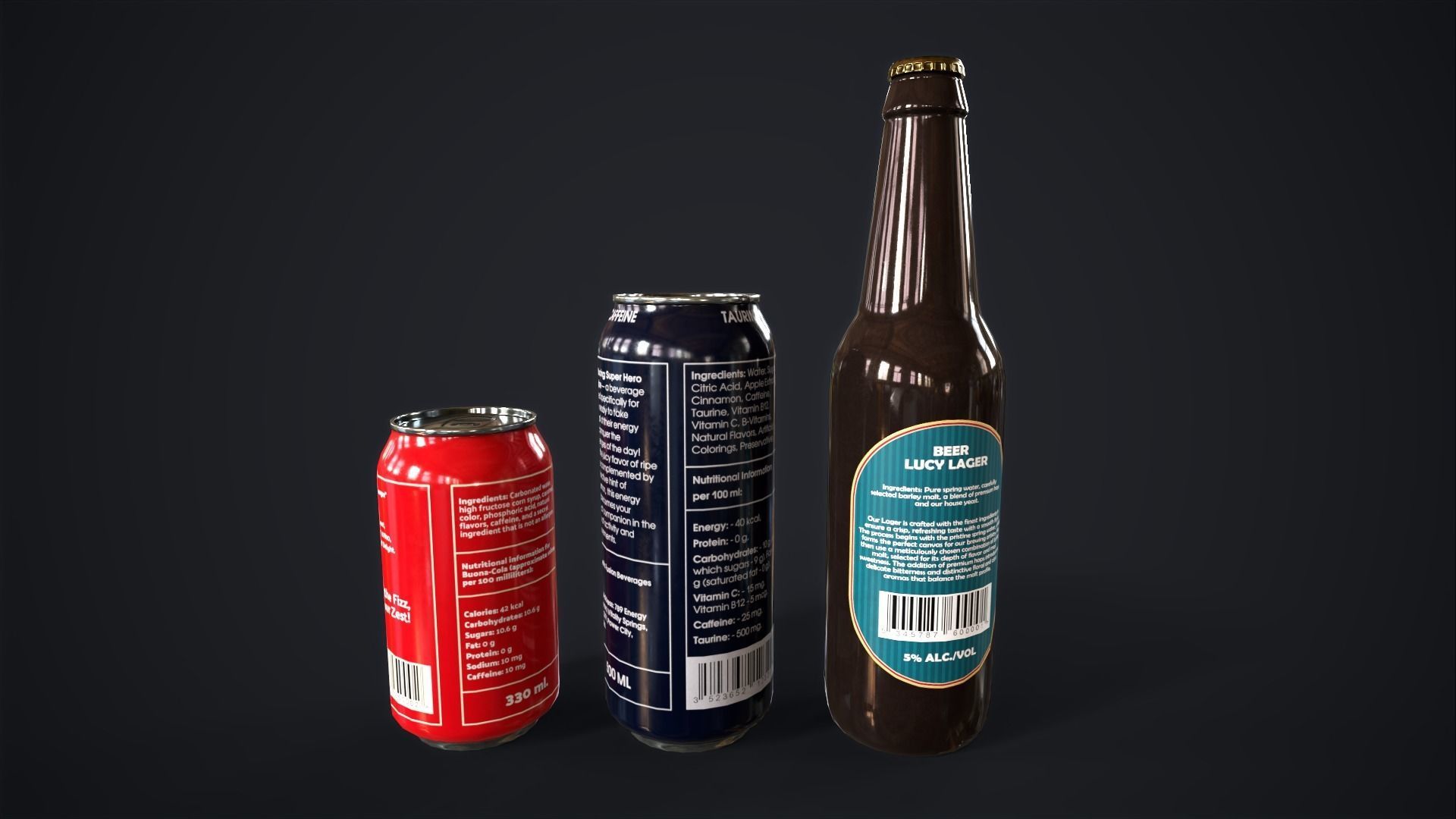 Various drinks Low-poly 3D model_7