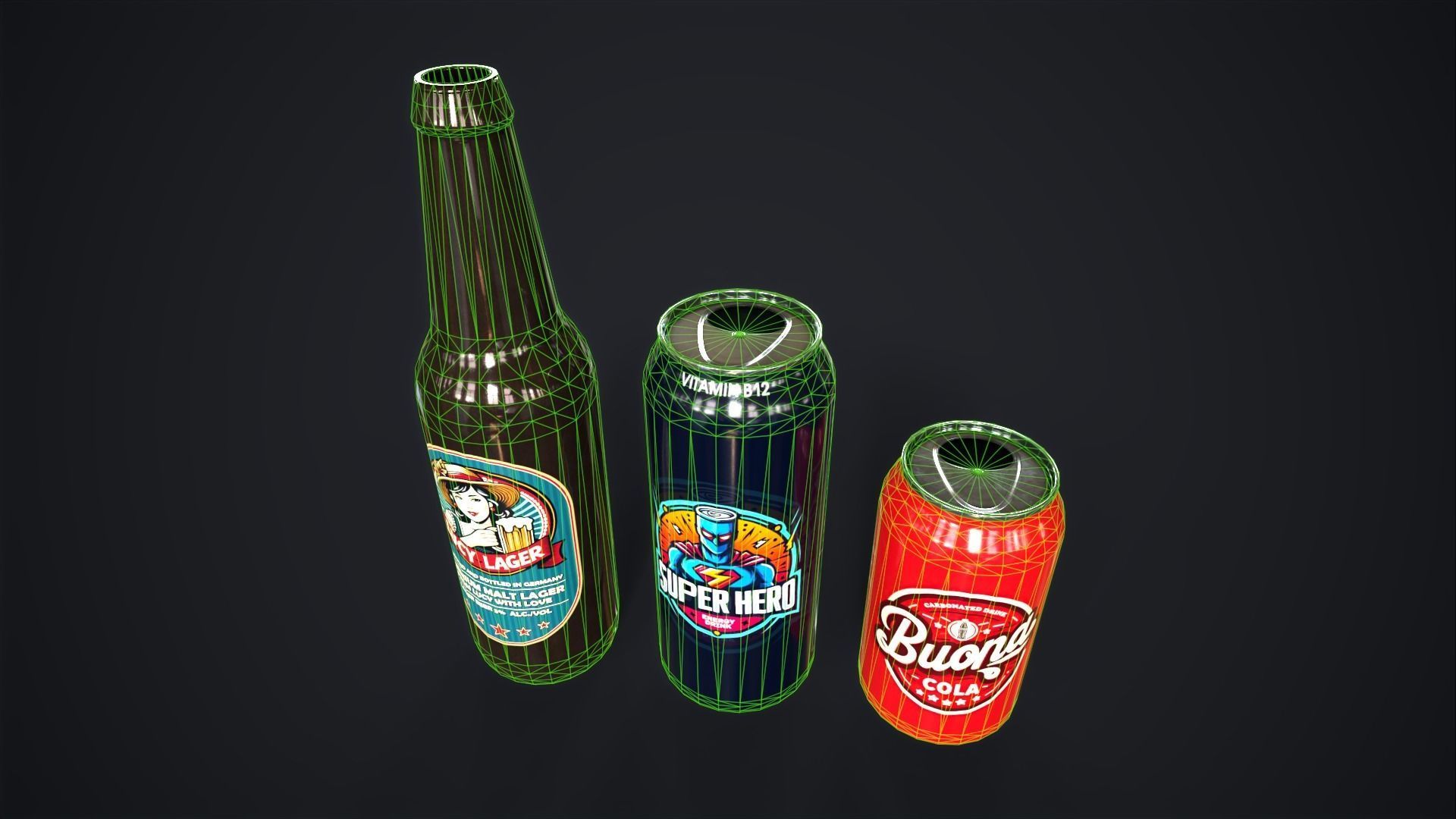 Various drinks Low-poly 3D model_18