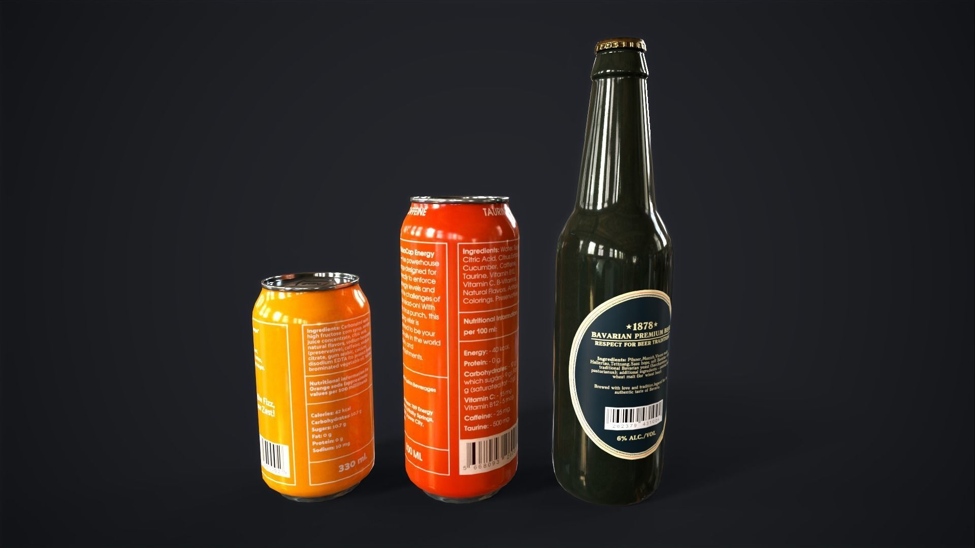 Various drinks Low-poly 3D model_6