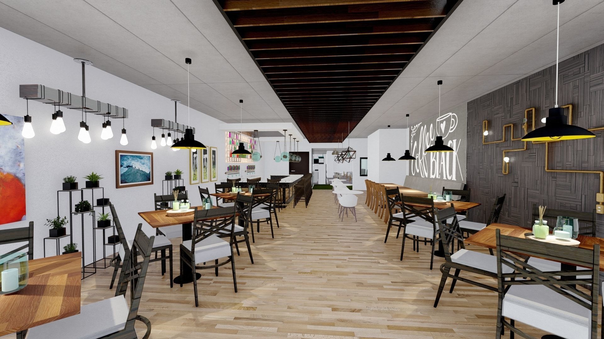 Restaurent Indoor and outdoor with an office 3D model_3