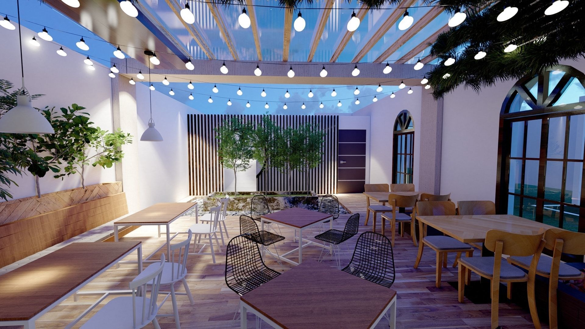 Restaurent Indoor and outdoor with an office 3D model_6