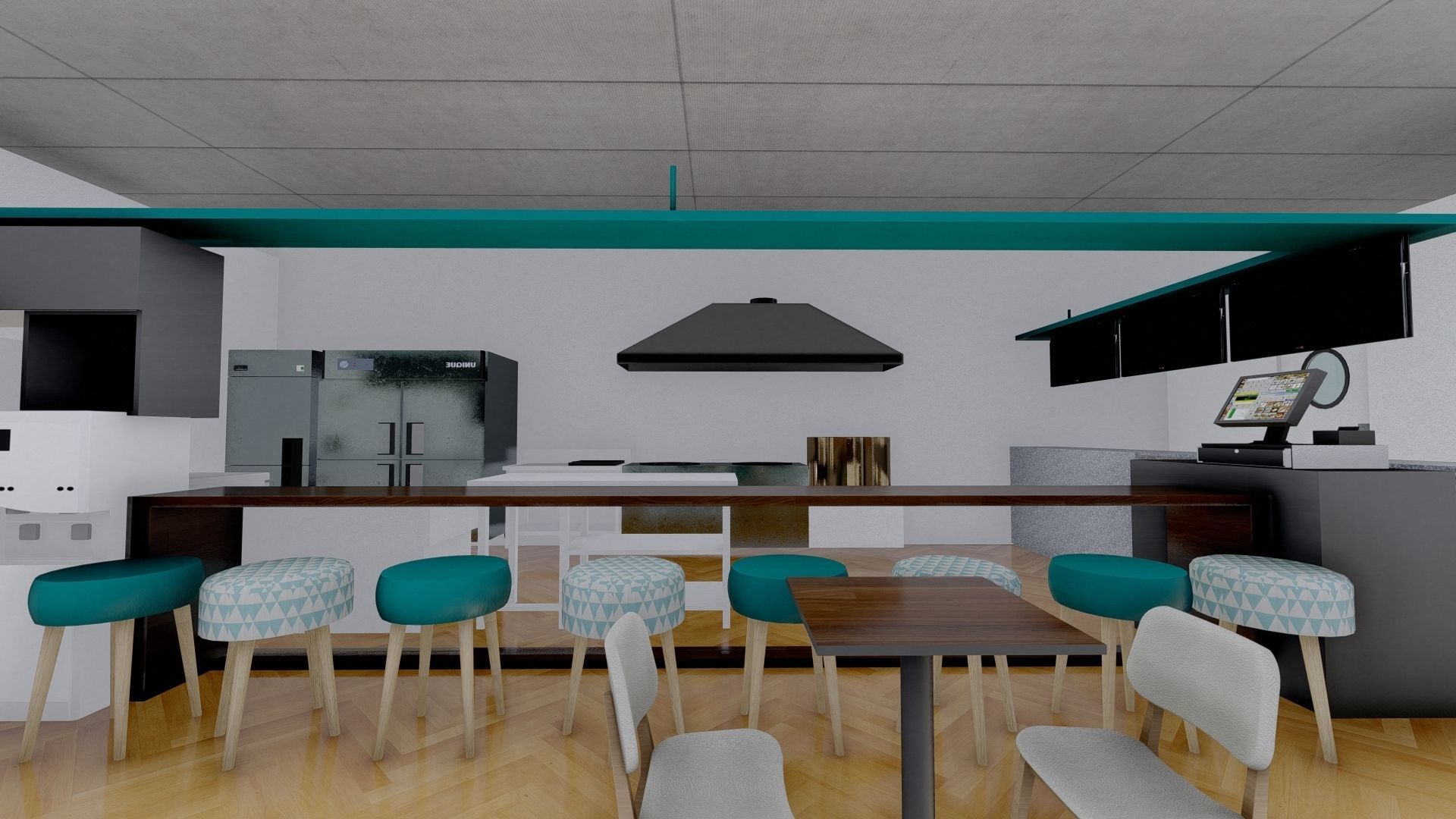Restaurent Indoor and outdoor with an office 3D model_9
