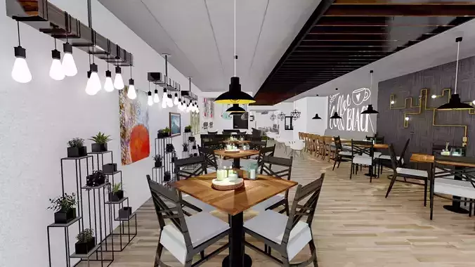 Restaurent Indoor and outdoor with an office