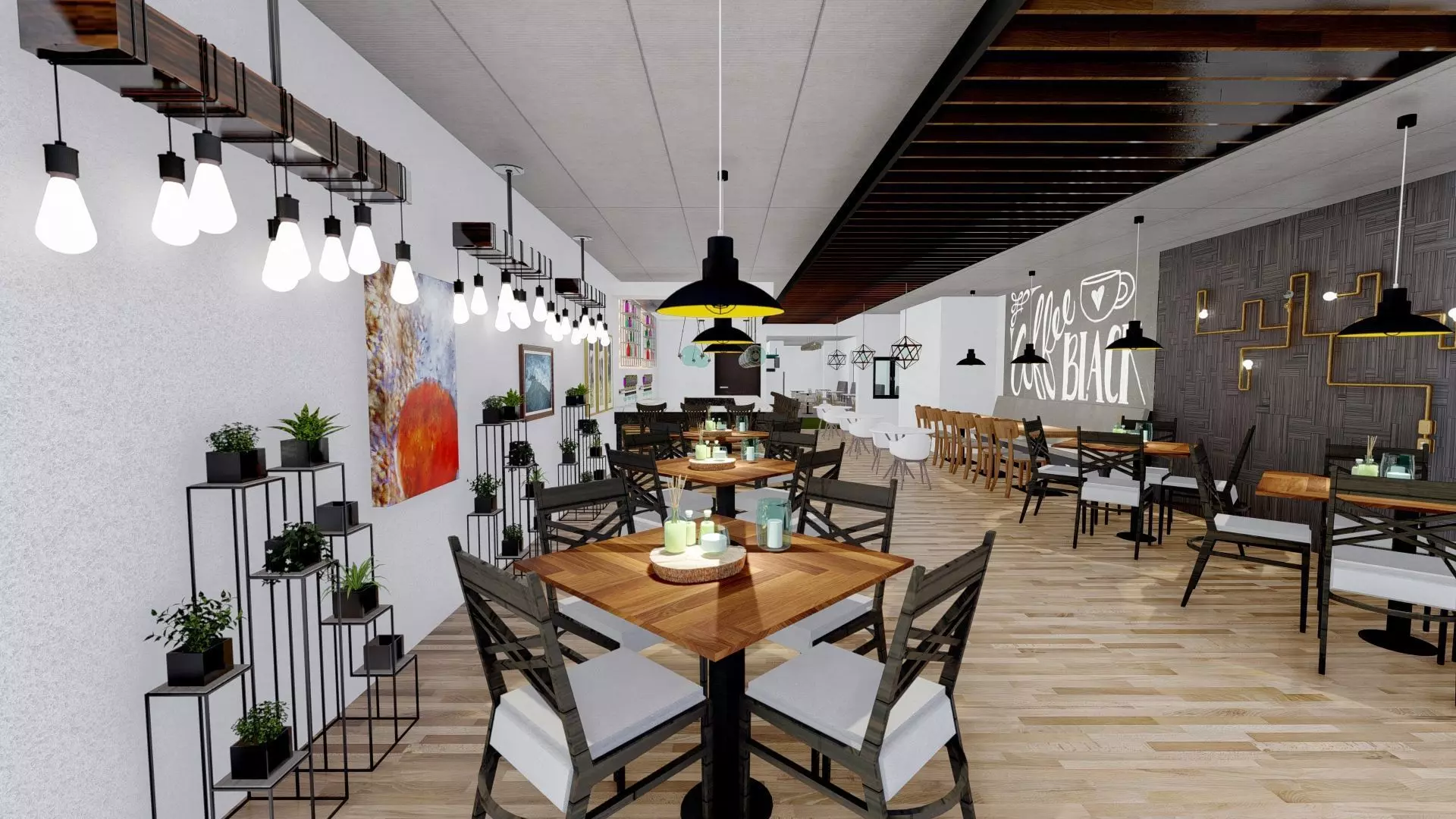 Restaurent Indoor and outdoor with an office 3D model_0