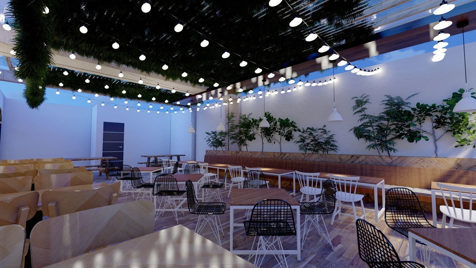 Restaurent Indoor and outdoor with an office 3D model_4