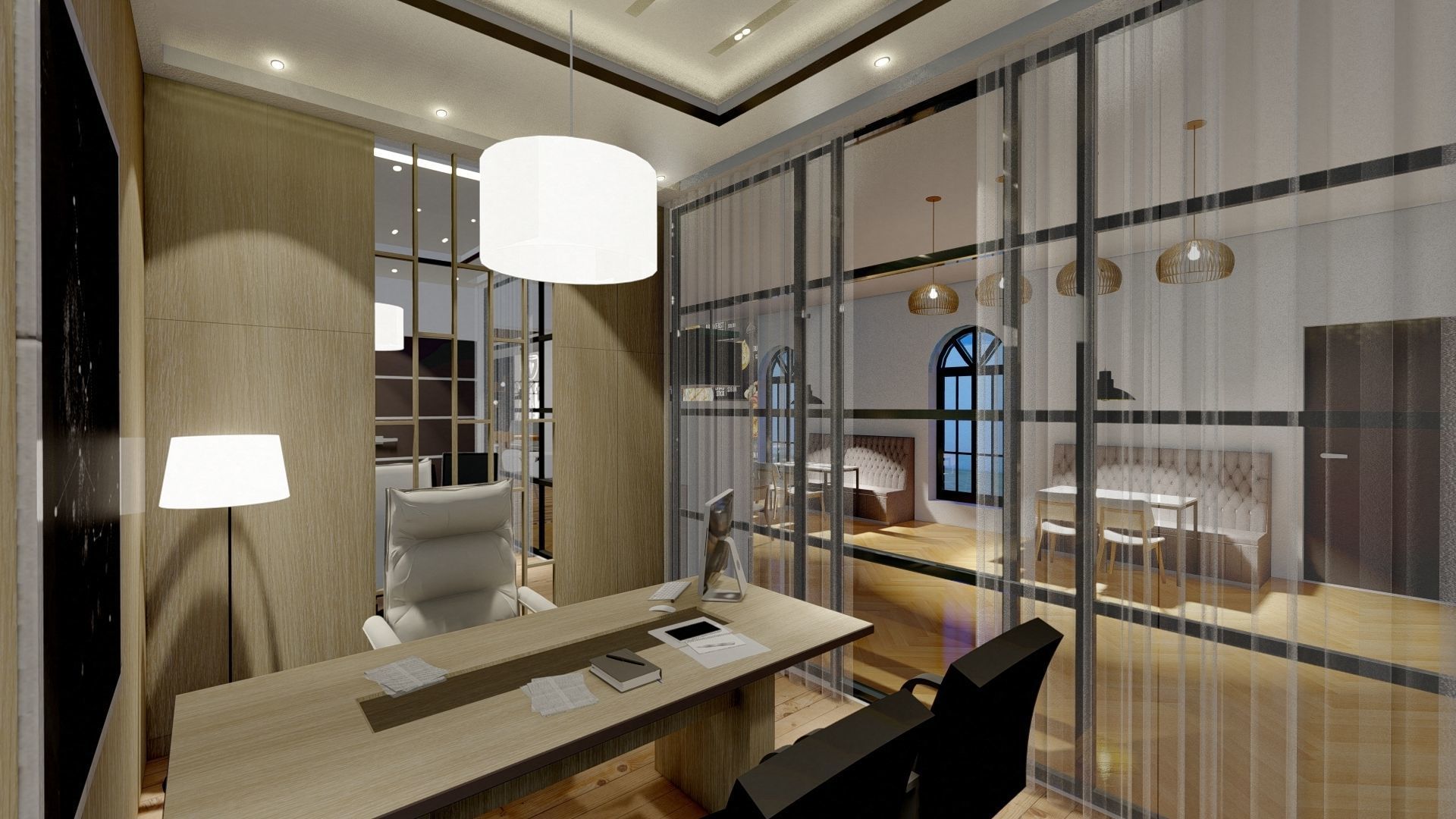 Restaurent Indoor and outdoor with an office 3D model_12