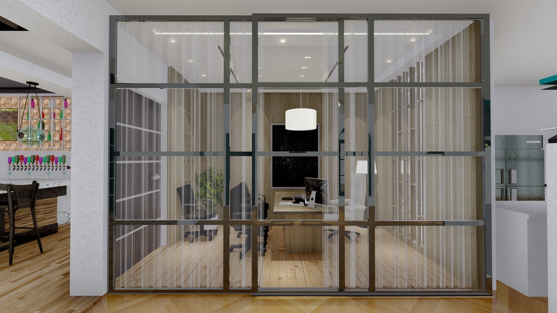 Restaurent Indoor and outdoor with an office 3D model_11