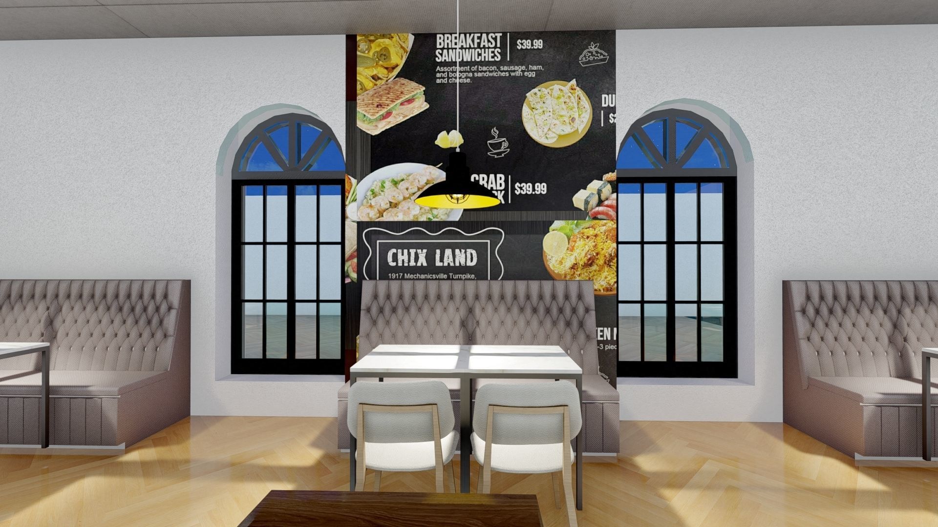 Restaurent Indoor and outdoor with an office 3D model_10