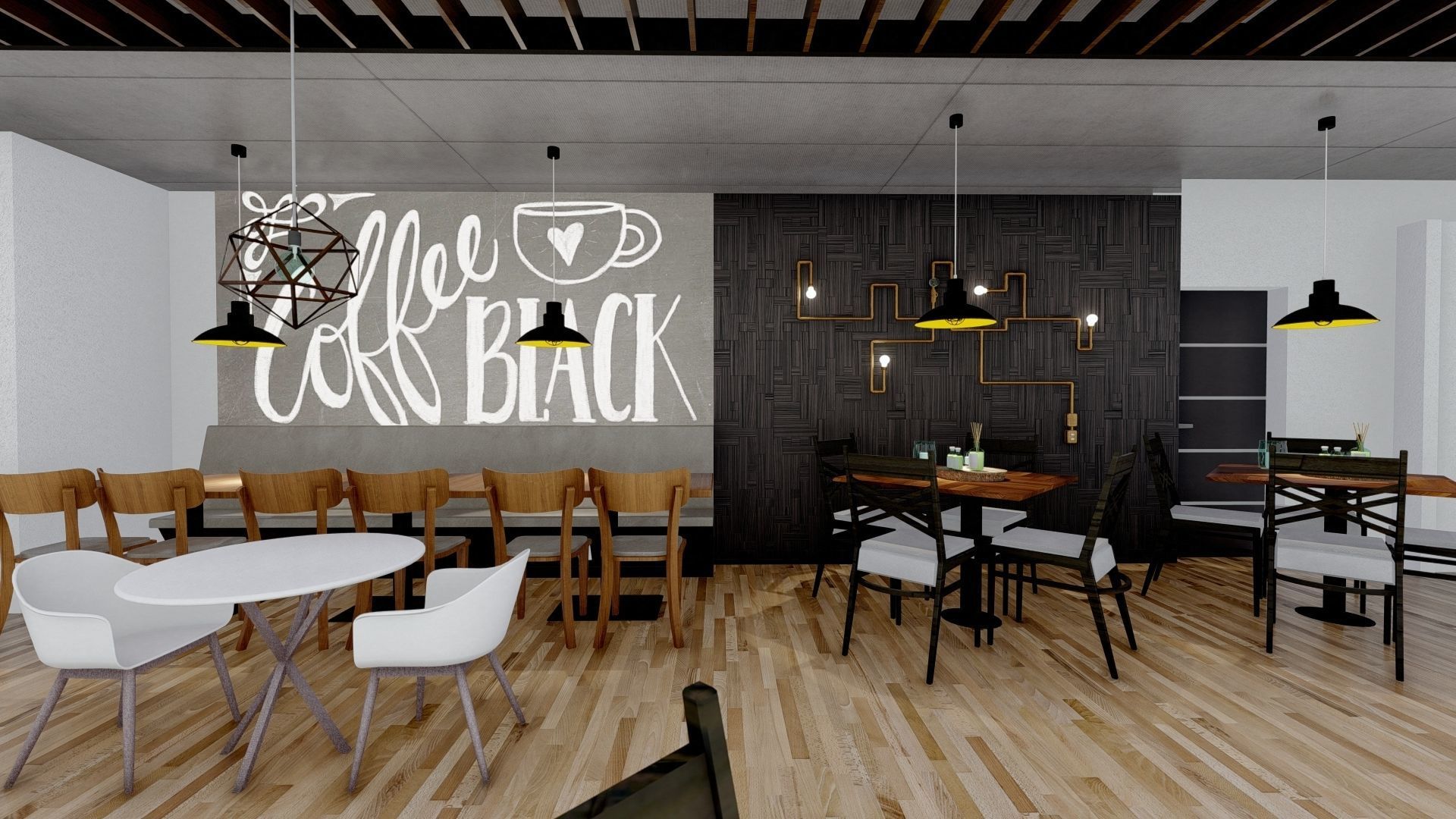 Restaurent Indoor and outdoor with an office 3D model_7