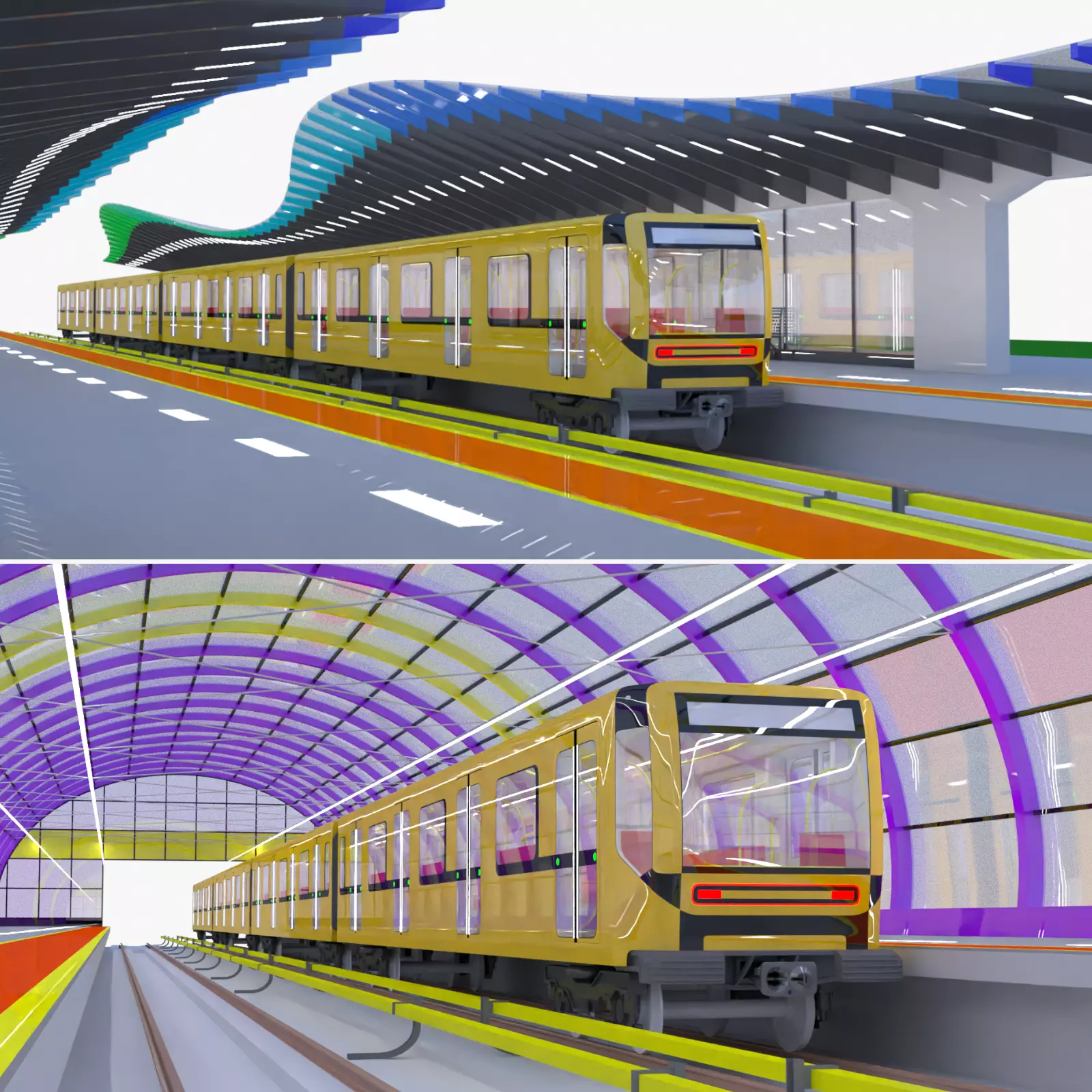 Metro stations concepts 3D Model Collection_0