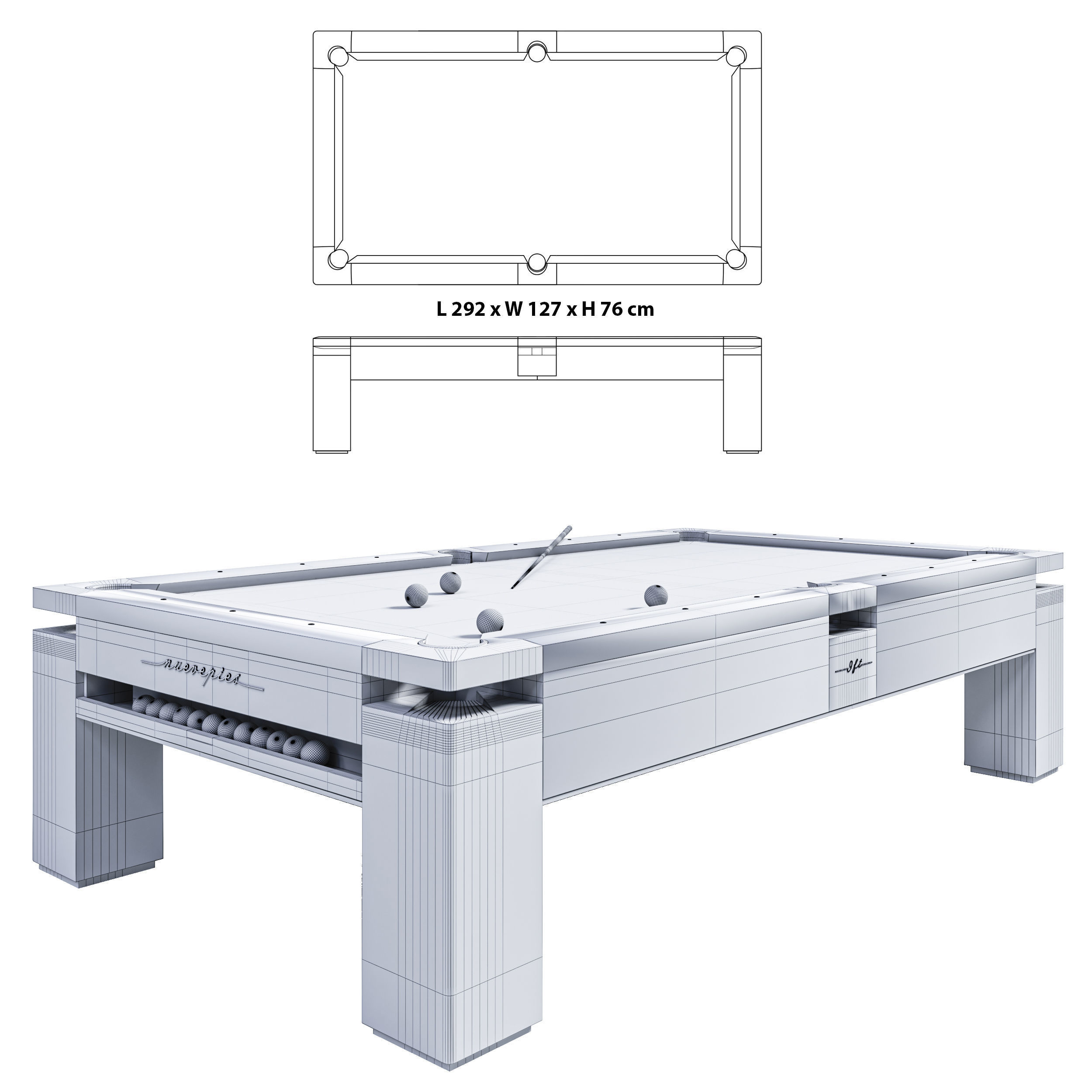 Pool table MONOCOLOR PINK PASTEL 3D model_5