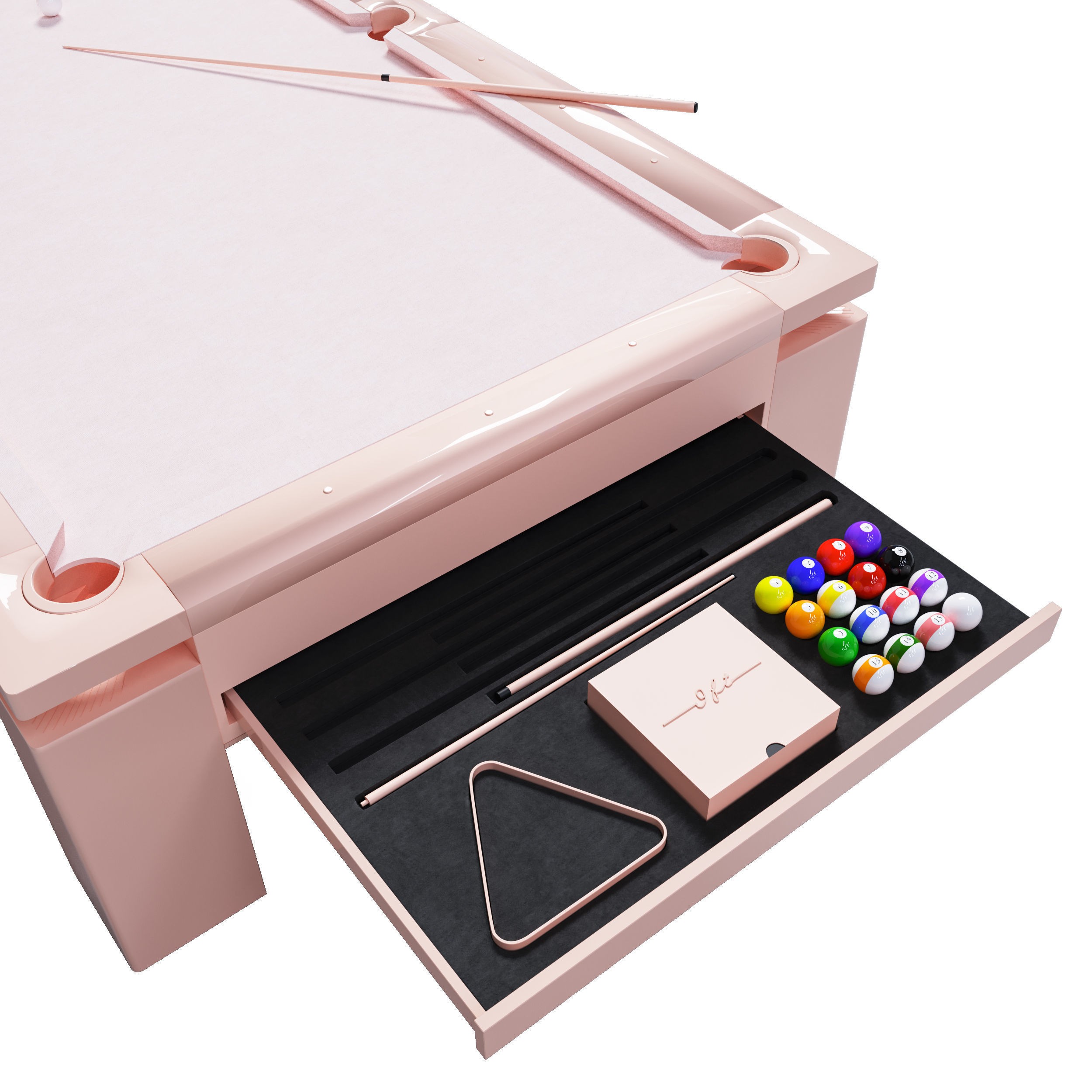 Pool table MONOCOLOR PINK PASTEL 3D model_3