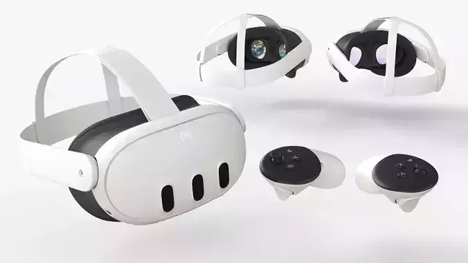 Meta Quest 3 with Meta Touch Plus controllers 3D model