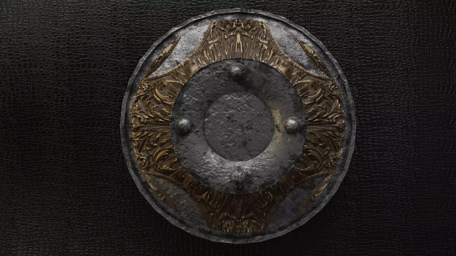 Low poly Arabic shield in 3D model Low-poly 3D model_0