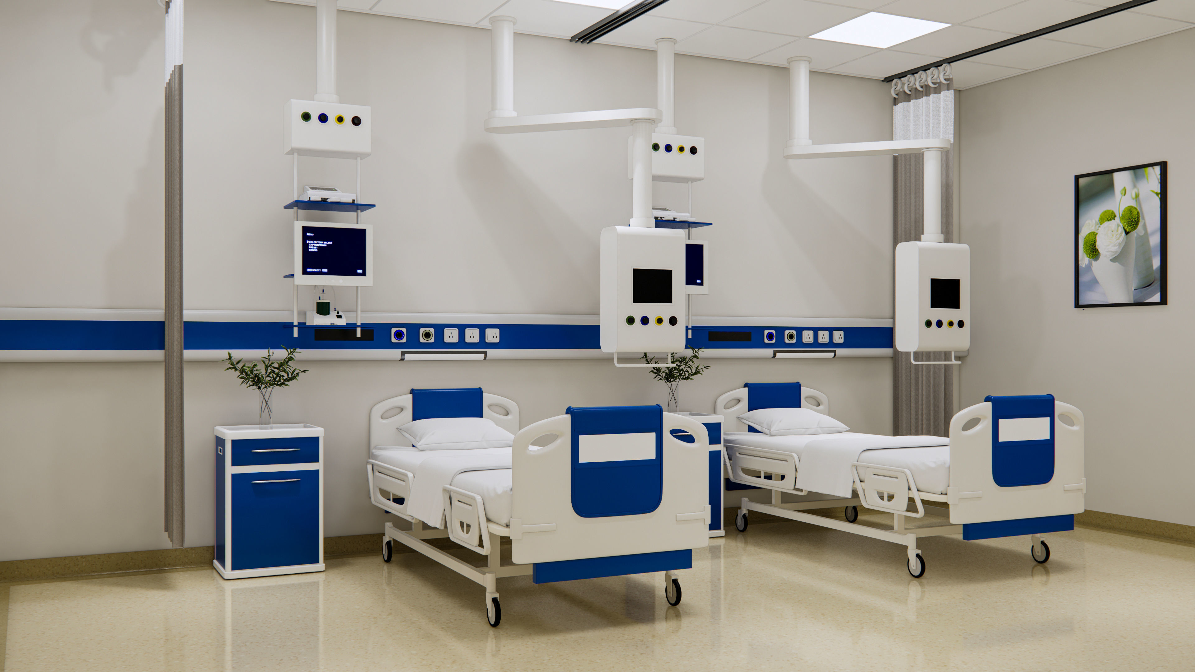 Hospital intensive care unit ward Interior Healthcare 3D model | CGTrader