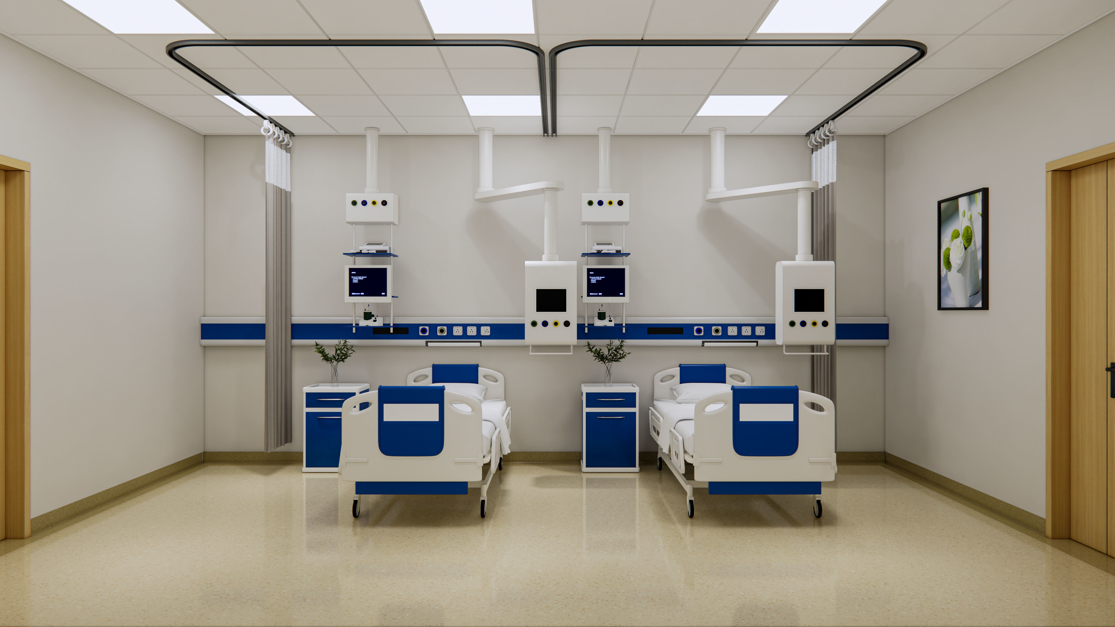 Hospital intensive care unit ward Interior Healthcare 3D model | CGTrader