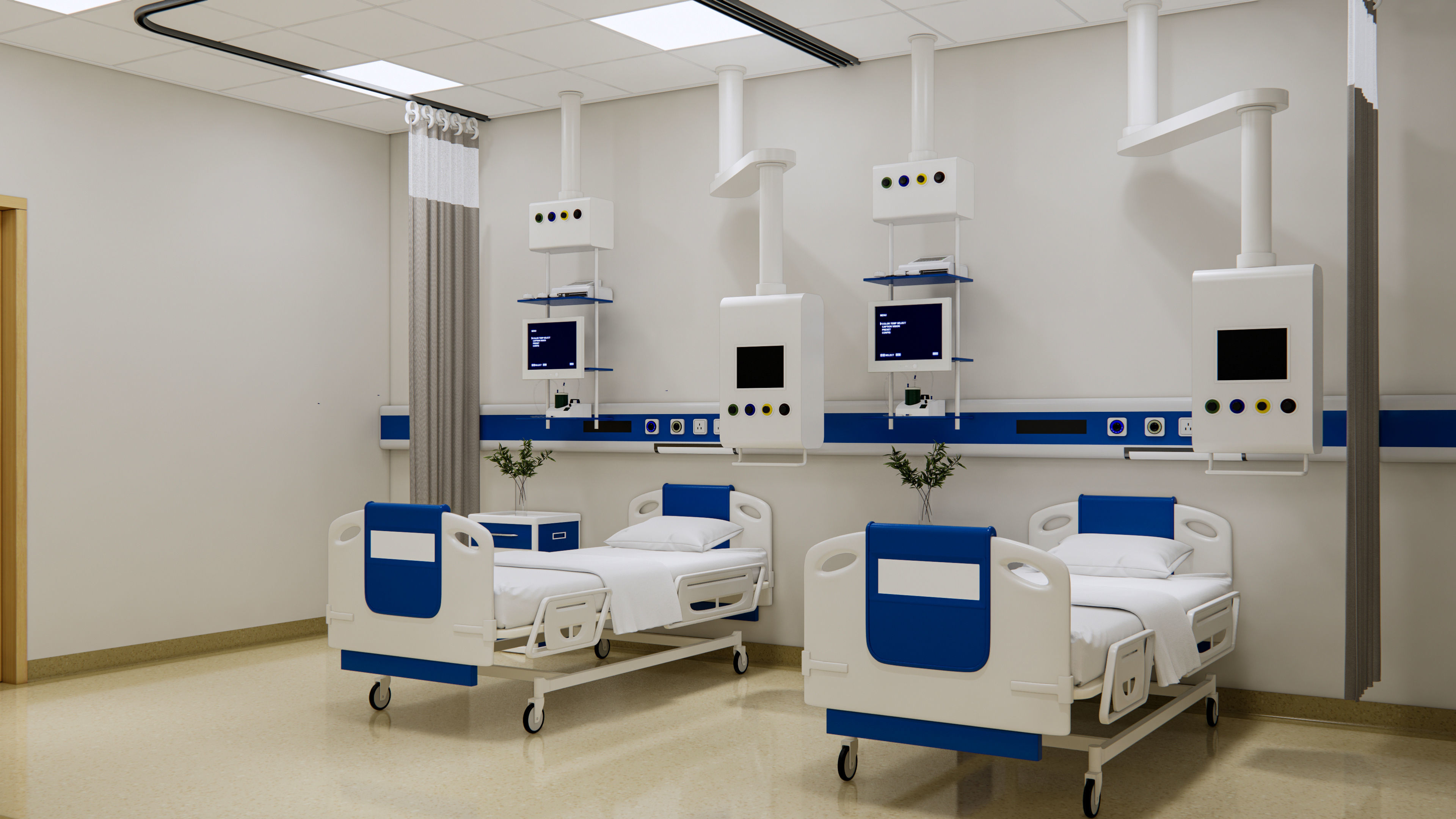 Hospital intensive care unit ward Interior Healthcare 3D model | CGTrader