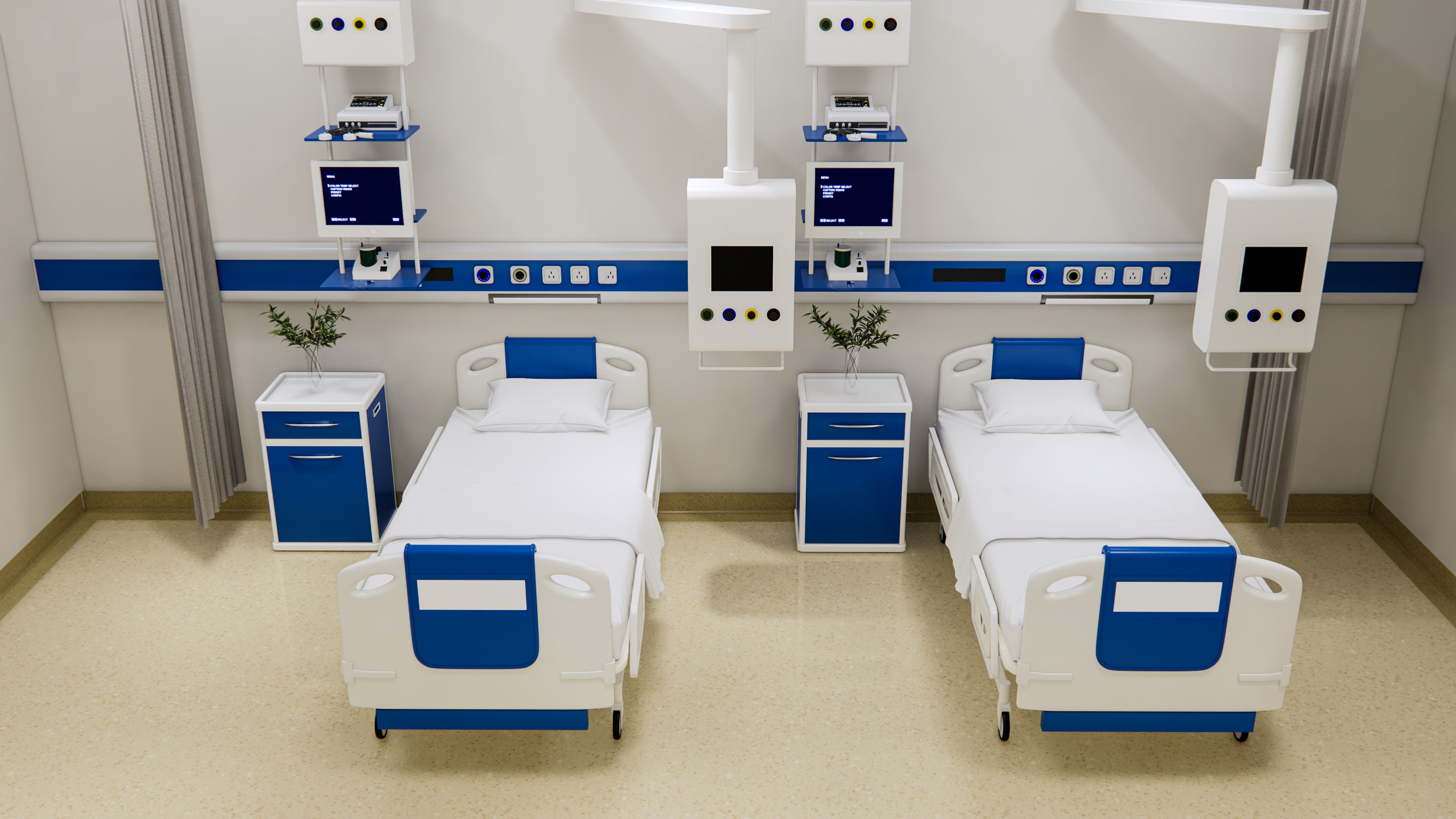 Hospital intensive care unit ward Interior Healthcare 3D model | CGTrader