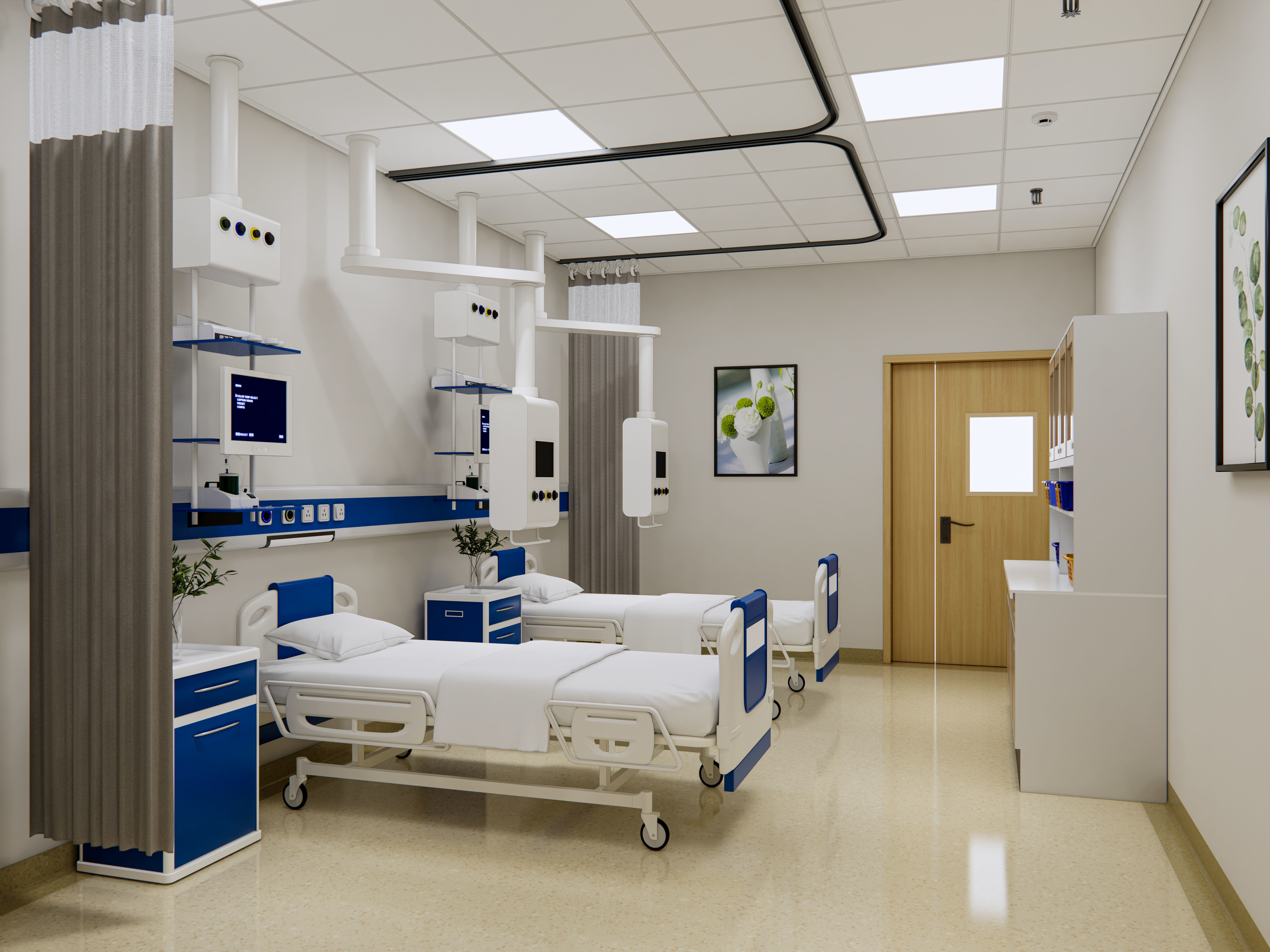Hospital intensive care unit ward Interior Healthcare 3D model | CGTrader