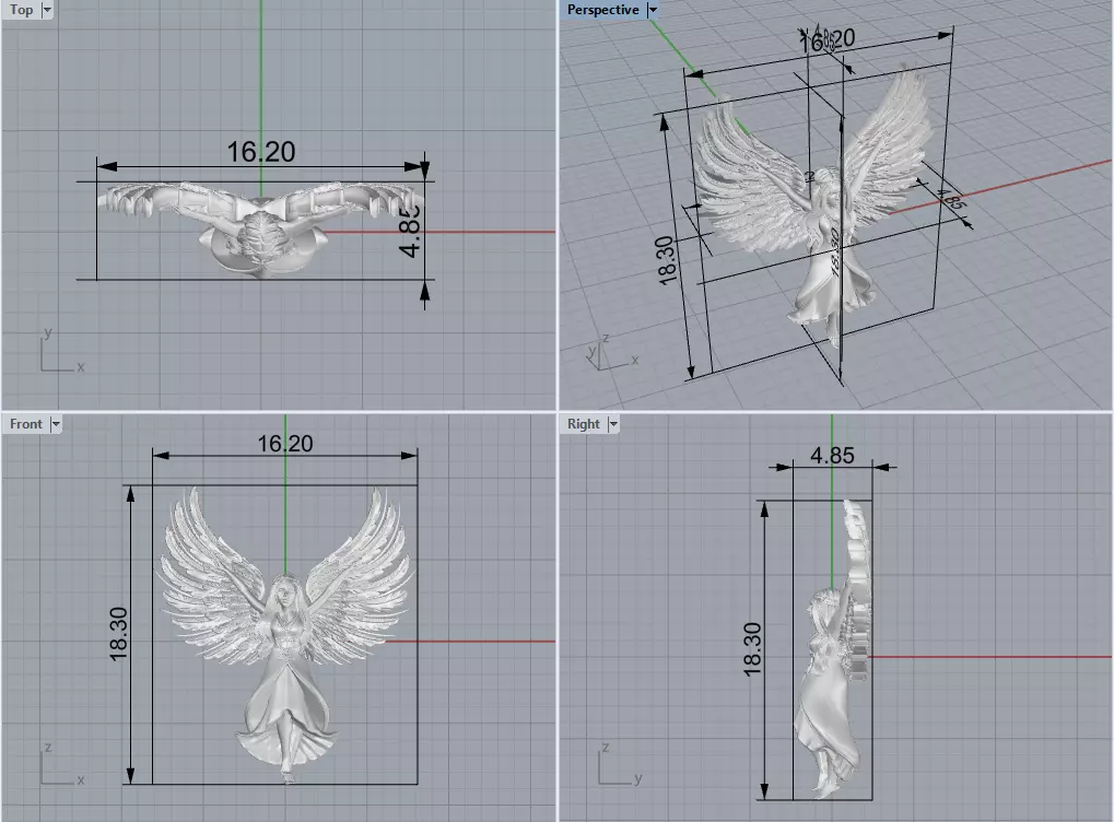 angel with spread krill 3D print model_0
