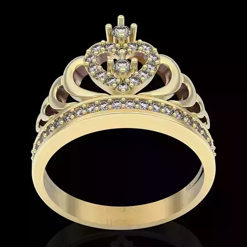 Crown ring silver gold jewelry printable 3D model