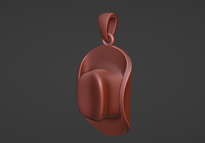 cowboy hat pendant 3D print model_4