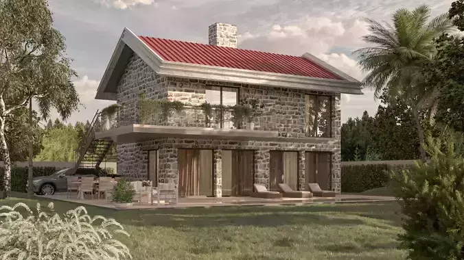 Stone Villa Design 3D Model