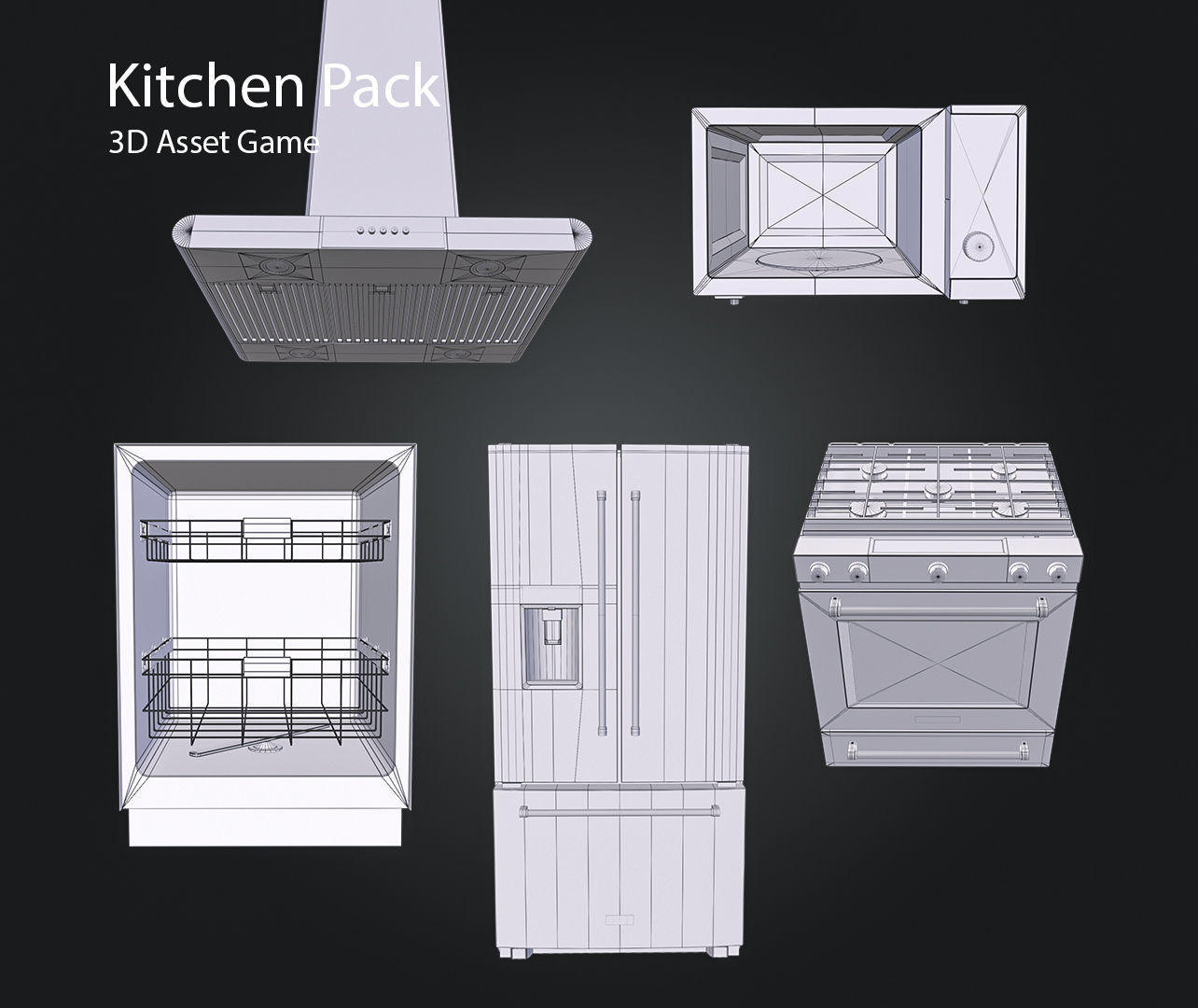 Kitchen Pack Low-poly 3D model_11