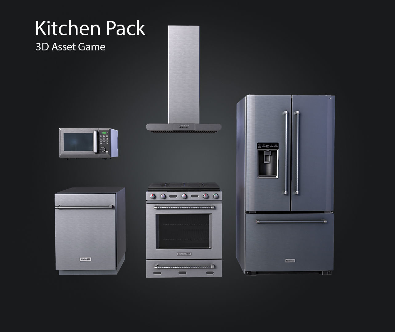 Kitchen Pack Low-poly 3D model_3