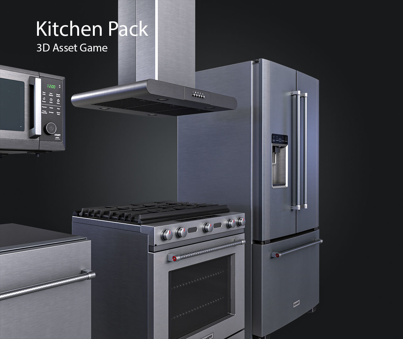 Kitchen Pack Low-poly 3D model_10