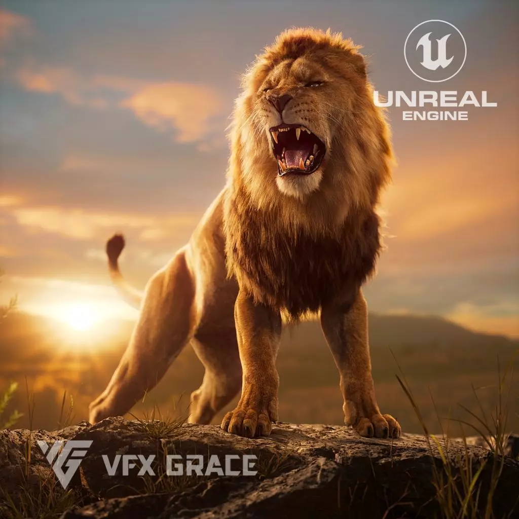 Male Lion  UE Character Asset 3D model_0