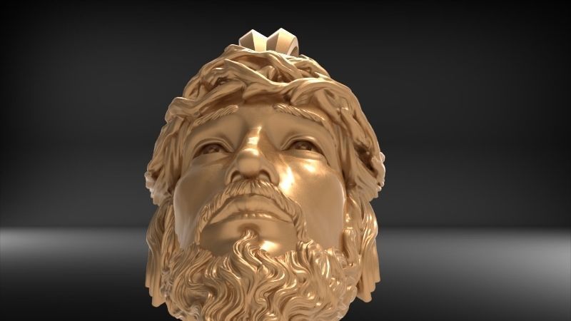 3D Jesus Christ Head Face Pendant Jewelry 3D print model_26