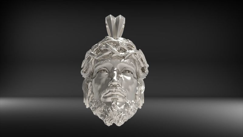 3D Jesus Christ Head Face Pendant Jewelry 3D print model_36