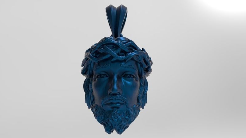 3D Jesus Christ Head Face Pendant Jewelry 3D print model_1