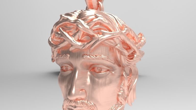 3D Jesus Christ Head Face Pendant Jewelry 3D print model_12