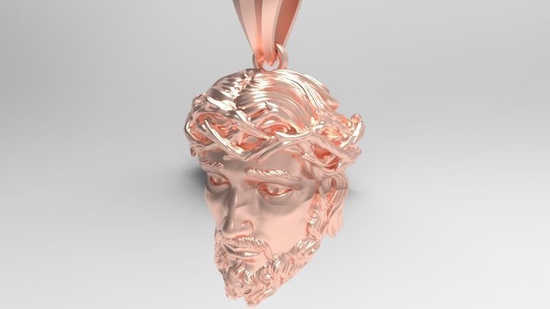 3D Jesus Christ Head Face Pendant Jewelry 3D print model_19