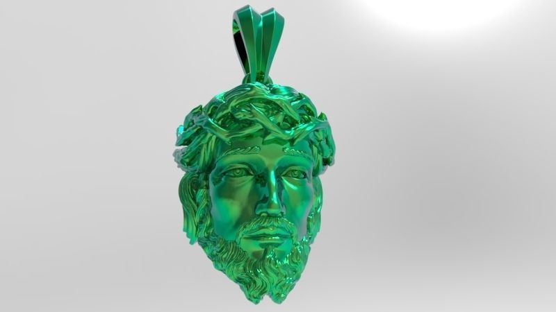 3D Jesus Christ Head Face Pendant Jewelry 3D print model_4