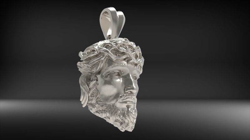 3D Jesus Christ Head Face Pendant Jewelry 3D print model_37