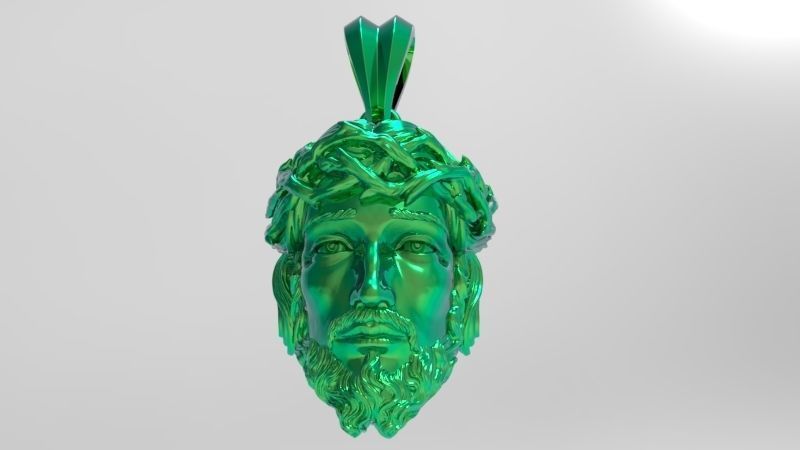 3D Jesus Christ Head Face Pendant Jewelry 3D print model_6